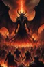 Placeholder: A picture of hell with hellish people in torment Sauron, the lord of darkness, with the devil and his army, in the land of destruction