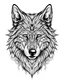 Placeholder: realistic wolf head tattoo idea, line art, background, vector, svg, black outline on white background, leave plenty of white space beetween lines for coloring, tattoo style, tattoo idea,full body