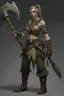 Placeholder: tall female orc platted ponytail pirate barbarian long axe