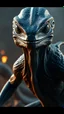 Placeholder: Alien looking up , d&d character art lizard features, , light , deep coal-gray skin, 8k, 3d cgi, unreal engine 6, high detail, intricate, cinematic battle background