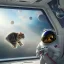 Placeholder: hyper-realistic astronaut surprised to see a cat inside spaceship window, 8k resolution, high-quality, fine-detail, detailed matte, intricate, 3D octane render, illustration, digital art, brian froud, howard lyon, anna dittman, greg rutowski,