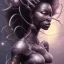 Placeholder: sango fantasy, fantasy magic, intricate, sharp focus, illustration, highly detailed, digital painting, concept art, matte, masterpiece head sexy view black African beauty black afro hair space lady silver carp skin African space night