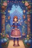 Placeholder: The nutcracker, a kind of girl with blue tones and patterns, stardew, valley style