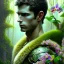 Placeholder: Handsome Male fae, sidhe, ominous,with abs, nature, orchids, dnd character portrait, intricate, oil on canvas, insanely detailed, 16k resolution, retroanime style, perfect eyes, round pupil, cinematic smooth, intricate detail , soft smooth lighting, soft pastel colors, painted Renaissance style