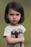 Placeholder: Black widow toddler, serious, full body, bokeh, hyper realistic