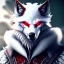 Placeholder: Feral, White fur, Werewolf, Red eyes, character, waist up portrait, oil on canvas, expert, insanely detailed, 4k resolution, cinematic smooth, intricate detail,