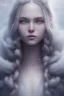 Placeholder: girl, cute, beautiful, snow queen, long hair, blue eyes, makeup, white hair, closed mouth, tilted head, front facing, long eyelashes, big nose, 8k resolution concept art portrait by Greg Rutkowski,