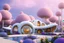 Placeholder: landscape of summer tropical ambient beutiful villa white gold and neon lights bright and colorful bright gloss effect of a futuristic house,like spaceship, natural round shapes concept, large transparent view of the open outdoor garden,sea beach at sunset, gold crystals,with light pink, flowers of Lotus, beutiful pools, light of sun , palmiers,cerisiers en fleurs, wisteria, sun , stars, small waterfalls