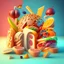 Placeholder: background is illustration of food 3d style. HD