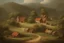 Placeholder: a small village with a few houses in the style of Frederic Edwin Church
