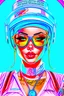 Placeholder: Retro-futuristic intricately drawn nurse Pin up Poster, detailed face. Beautiful woman. big retro sunglasses, body tattooed, bra, stockings, Full body hiphop street wear drip highly detailed, hyper detailed painting, complex, 8K, HD