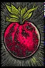 Placeholder: Vintage pop art style, red pomegranate fruit