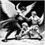 Placeholder: [comic book art by Sam Keith and Bernie Wrightson] Jacob wrestling with angel