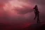 Placeholder:  woman dying on battlefield, red, dark, clouds, storm, painting