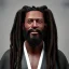 Placeholder: a black man with long dreadlocks, an unkempt beard, and colorful robes.