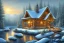 Placeholder: Christmas cabin river mountain