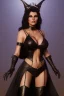 Placeholder: Raquel Welch as evil queen in black leather, leather, busty, cleavage, angry, stern look. character design by cory loftis, fenghua zhong, ryohei hase, ismail inceoglu and ruan jia. unreal engine 5, artistic lighting, highly detailed, photorealistic, fantasy