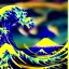 Placeholder: The great wave of kanagawa painted with clouds of colours, Sailship,storm,mount fuji, by Van Gogh, 8k