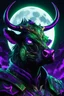 Placeholder: carnage cow green and black dark night armor in 8k solo leveling shadow art style, dark night mask, glowing purple eyes, profile picture 8k ultra quality, background moon 8k ultra HD, intricate details, highly detailed, high details, master piece, ultra detailed, ultra quality ,bitcoin coin