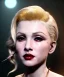 Placeholder: Young blonde Madonna, long line eye, pretty cyber woman, cold ambient, latex, cables, purpurin, black, gold, piercings, brown, decorative color feathers, circuits, neon style, a lot of led lights, fog, rain, vibrant color, highly detailed, art stations, concept art, smooth, unreal engine 5, god rays, ray tracing, RTX, lumen lighting, ultra detail, volumetric lighting, 3d, finely drawn, high definition, high resolution.