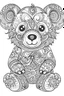 Placeholder: Outline art for coloring page, HIPPIE PYTHON HIPPIE TEDDY BEAR, coloring page, white background, Sketch style, only use outline, clean line art, white background, no shadows, no shading, no color, clear