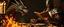 Placeholder: close up portrait painted by Rembrandt, dragon in chains and knights armor holding speech at burning dinner table