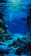 Placeholder: A dark blue underwater cove in the abyss with music notes painted by Andy Warhol