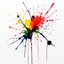 Placeholder: ink paint splatter abstract art, by Jackson Pollack, white canvas, colorful ink making an abstract shape