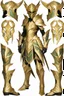 Placeholder: Fullbody photography facing front powerful biomechanical Guardian ranger mask of the forest of the Eladrin wearing armor ornaments in an enchanted golden high, high details