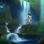 Placeholder: 3d woman under waterfall, wet , realistic, 32k, detailed