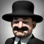 Placeholder: A waist to head portrait of a 1930s Italian-American businessman with a black bowler hat and a suit. He is obese and sad. He is staring at the camera