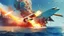 Placeholder: fighter jet shoots missile at passenger 747 plane and it explodes over the ocean