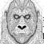 Placeholder: Gorilla, front view, mandala, minimal lines, cartoon, white back ground color, real style, realistic, minimalistic, minimal black line art, line art, crisp line art, unique coloring sheet, outlined, outline, crisp, crisp line edges, illustration, thin lines, crisp clear lines, line art, clean line art, unique, 8k, amazing, masterpiece, no colors, no dark color, no black color, avoid thick black, minimalistic line edges, pure white back ground, image character full fit to page,