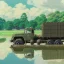 Placeholder: hyperrealistic shot, muddy military toy truck, monotone color palette, sharp focus, puddle reflection, tire water splash, refraction, mist on the horizon, shadowcast, detailed and intricate, cinematic composition, micro, tilt shift photography