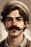Placeholder: Draw for me a young man with a thick mustache, at the age of 23, with beautiful Arab features