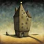 Placeholder: his Shadow has risen to a higher house, by Pawel Kuczynski, weird, surreal, color ink illustration, dark colors,