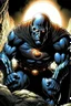 Placeholder: darkseid with diamond ring, inside Batman's cave