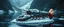 Placeholder: airbrush 3d rendering, close up chrome cd lobster space ship on small frozen island in lake, pinhole cam, background motion blur
