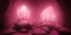 Placeholder: single pink crystal, on an altar in a foggy cave, cinematic,