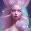 Placeholder: one big crystal glitter pink blue subtle galactic fairy in a galactic ambiance,glitter bikini, long blond hair down to the ground,transparent petals,blue eyes,delicate colors in the foreground, full of details, smooth，soft pink violet light atmosphere, light effect，vaporwave colorful, concept art, smooth, extremely sharp detail, finely tuned detail, ultra high definition, 8 k, unreal engine 5, ultra sharp focus