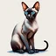 Placeholder: beautiful blue eyed, tall ,long legged, slender, elegant, sophisticated, sphynx-like chocolate point siamese cat expressionism pointillism style