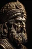 Placeholder: portrait ancient Cyrus the great Persian King, very close to his real picture from ancient books, persian Ornaments ,hyper realism, realistic, highly detailed, high contrast , sharp. Rembrandt lighting.