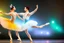 Placeholder: very beautiful a ballet male and female dancers couple in very pretty clothing dancing ,hyper realistic ,disco lights,very luxury dance stage ,with nice light sources and devices in stage, close up,full body show