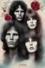 Placeholder: Jim Morrison and Pamela Courson ,music, NSFW, watermark, bohemian style , blurry,opaque ,beautiful faces,elegant,roses, art by anna dittman