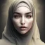 Placeholder: close up portrait of woman in hijab morphing into duststorm, dissolving into blowing dust, artwork manipulation, ray tracing, sharp focus, fine detail, highly intricate, wearing bridal veil, modern surrealism painting, defined cracks and breaks, high-quality, volumetric lighting, 8k, ultrahd, George Grie, Marco Escobedo, Igor Morski,Brian Froud, Howard Lyon, Selina French,