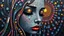 Placeholder: masterpiece Impasto style oil painting of creating figure full an girl the face is made of granite terrazzo motifs black with textured brush strokes, long hair is made of immersive experience, intricate and detailed, trippy psychedelic Pointillist bright, lively and colorful explosions mirrors dry, and closed eyes. Cubist granite abstract descending from a amazing stained glass spirograph sheets slanted ribbon lines, a sheets spiral geomatrical, Express live brushwork brings depth and texture to