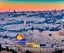 Placeholder: 100,000,000 christians, men, women,and children, WORSHIPPING, dressed in white, beam of light coming from square Temple in center, Jerusalem, hills and valley in background, dusk, andromeda GALAXY IN SKY