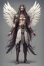 Placeholder: human with a bird head character with long hair, strong wings and bow