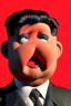 Placeholder: Waist up muppet Portrait, Kim Jong-un muppet doll, black suit, photo studio, red background, unreal engine 5, concept art, art station, god lights, ray tracing, RTX, lumen lighting, ultra detail, volumetric lighting, 3d.