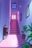 Placeholder: home interior,stairs view from side, day time, anime style background --ar 3:2